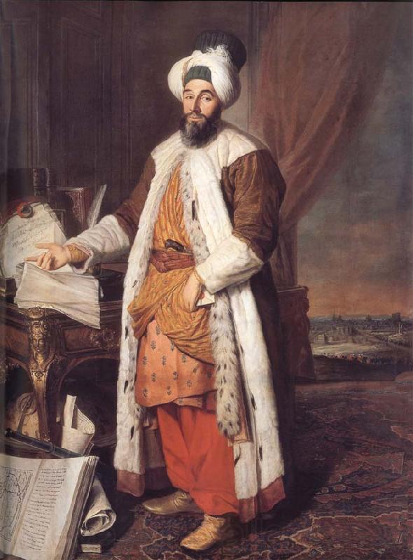 Aved, Jacques-Andre-Joseph Portrait of the Pasha Mehmed Said,Bey of Rovurelia,Ambassador of Sultan Mahmud i at Versailles Germany oil painting art